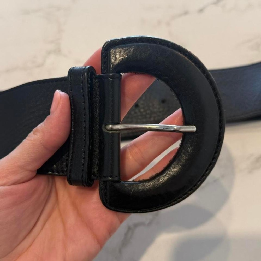 Flavio Castellani Wide Black Leather Belt Made in Italy - Picture 5 of 5